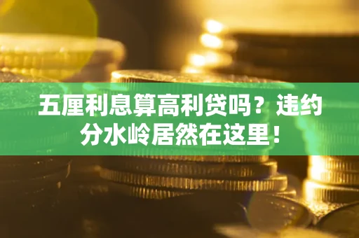 武汉五厘利息算高利贷吗？违约分水岭居然在这里！