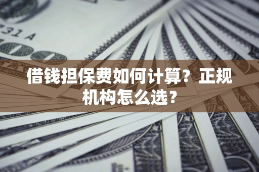 武汉借钱担保费如何计算？正规机构怎么选？