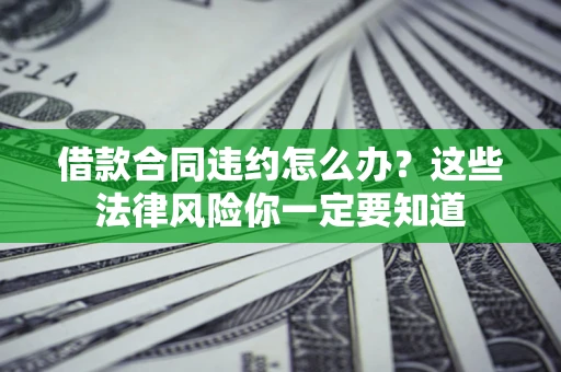 武汉借款合同违约怎么办？这些法律风险你一定要知道